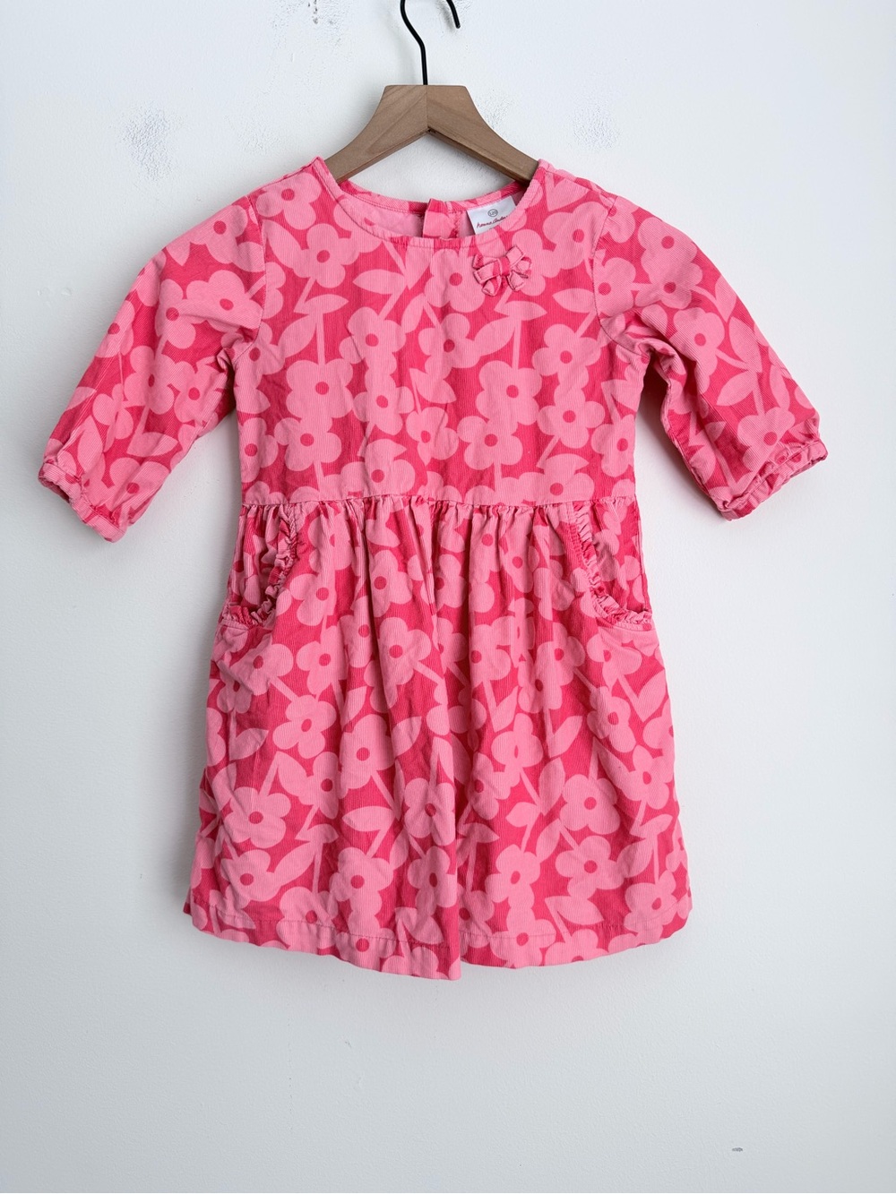 Hanna Andersson girls Pink Floral corduroy Dress 120